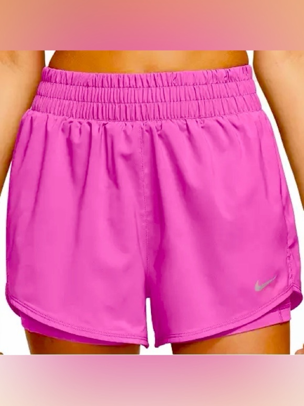 Nike Women's One Dri-FIT Pink Mid-Rise Brief-Lined Shorts Size XL